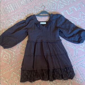 Zara grey Long Sleeve v Neck Sundress